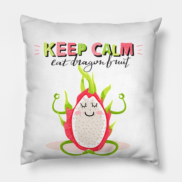 Meditate with Dragon fruit Pillow by Pixrait