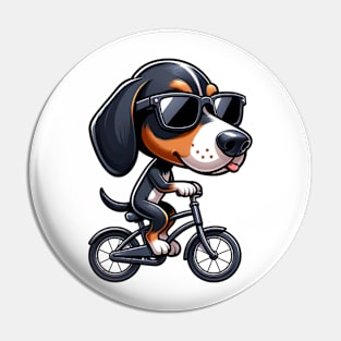 Cool Black And Tan Coonhound Cycling Pin