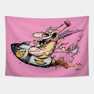 cow and chicken Tapestry