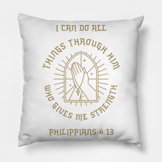 Philippians 4:13 I can do all things through Pillow by Beltschazar