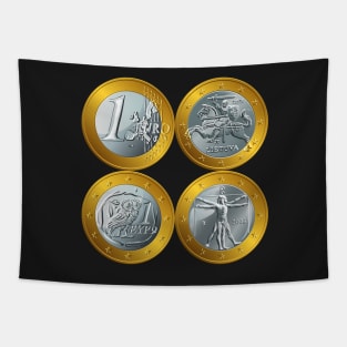 money gold coin euro Tapestry