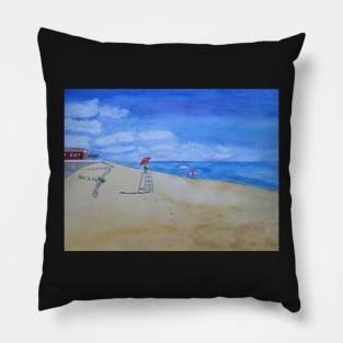 Salisbury Beach Watercolor Painting Pillow