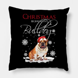 Christmas begins with Bulldog Pillow