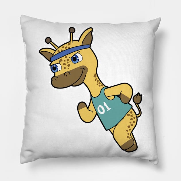 Giraffe as Jogger at Running with Headband Pillow by Markus Schnabel