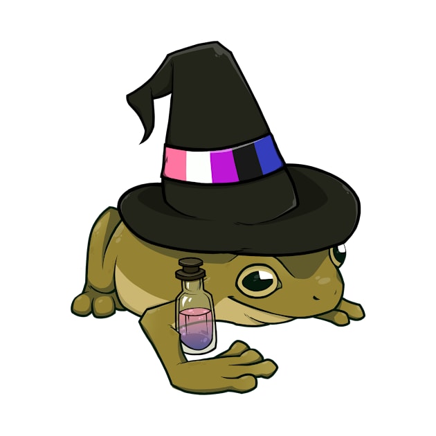 Genderfluid Pride Witch Frog by saltuurn