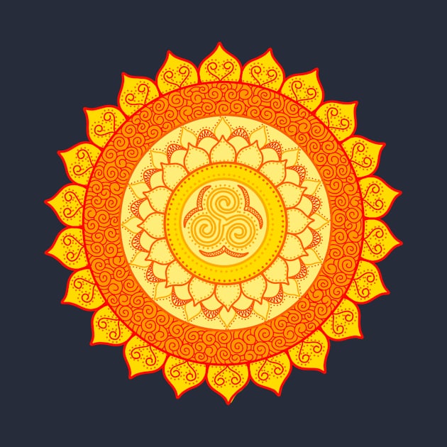 Sun sea spirals mandala orange by HazImagination