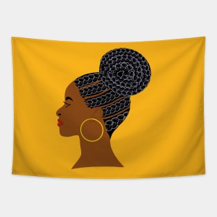 Older African American Woman Gray Hair Cornrows Tapestry