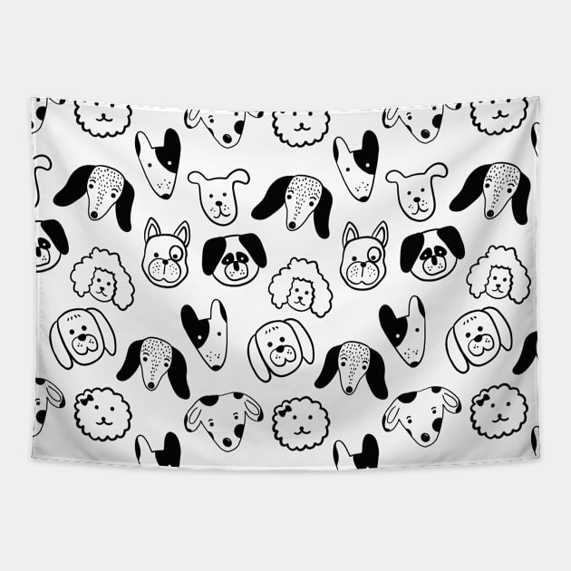 Cute dog drawings Tapestry by bigmomentsdesign