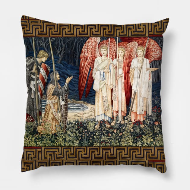 Quest for the Holy Grail,The Attainment,Vision of the Angels to Sir Galahad, Sir Bors and Sir Percival Pillow by BulganLumini