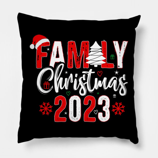 Family 2023 Christmas Matching Outfits Team Santa Elf Squad Pillow by Origami Fashion