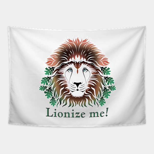 Lionize Me! - Lion Head With Oak Leaves Tapestry by sleepingdogprod