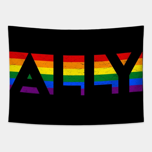 LGBT Rainbow Pride Flag Ally Tapestry by jpmariano