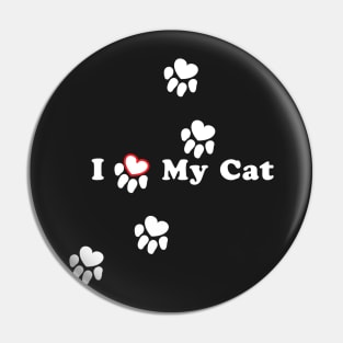 I LOVE MY CAT heart cat paw Pin