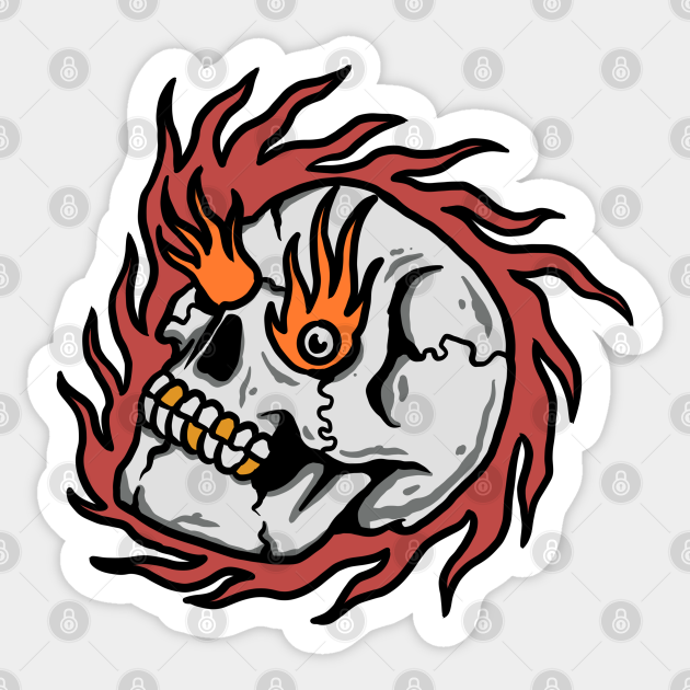 burning skull - Tattoo - Sticker | TeePublic burning skull - Tattoo - Sticker | TeePublic