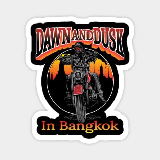 Dawn and Dusk in Bangkok,Thailand,yaksha biker illustration Magnet