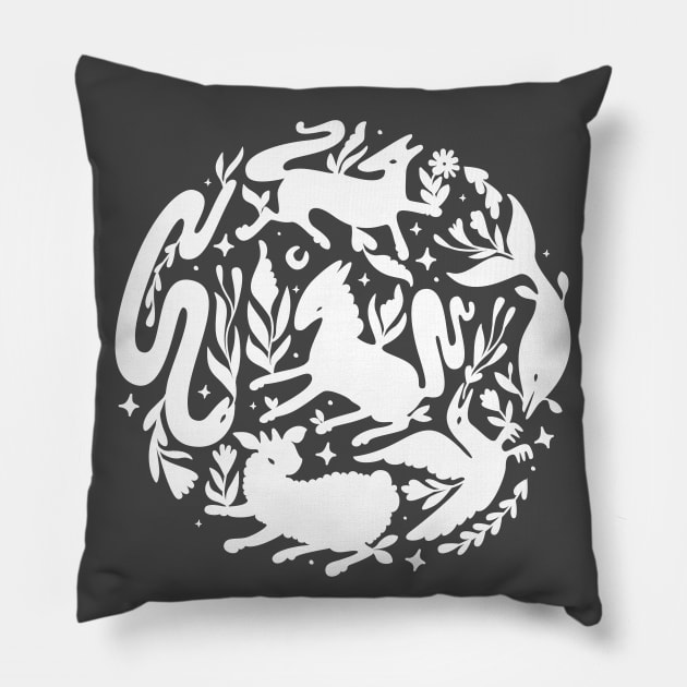 Wild folk moon Pillow by LilcabinStudio 