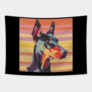 Retro Doberman Pinscher: Pastel Pup Revival Tapestry