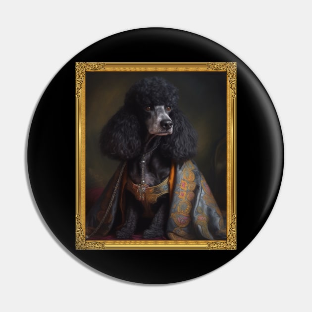 Black Poodle - French Prince  (Framed) Pin by HUH? Designs