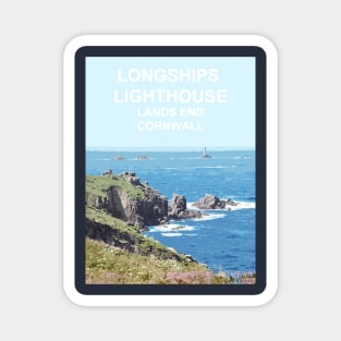 Longships Lighthouse Lands End Cornwall. Cornish gift. Travel poster Magnet