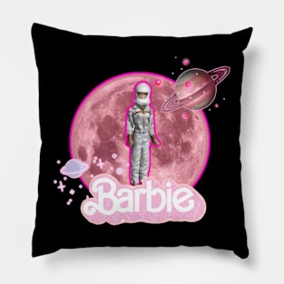 Vintage aesthetic space girlpink moon Pillow