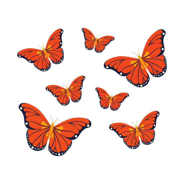 Vintage red butterflies by AllPrintsAndArt
