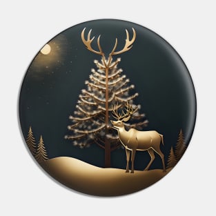 Golden reindeer Pin
