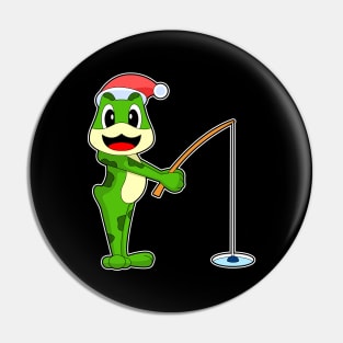 Frog Christmas Fishing Pin