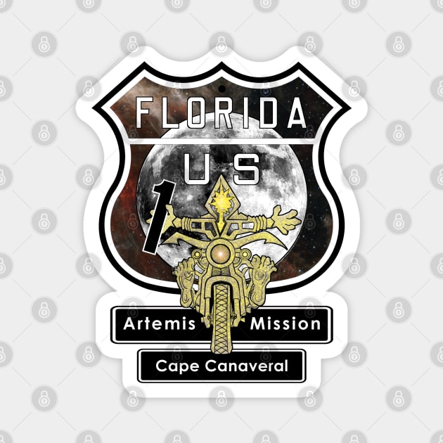 Artemis Motorcycle Moon Mission Florida US Highway One Magnet by The Witness