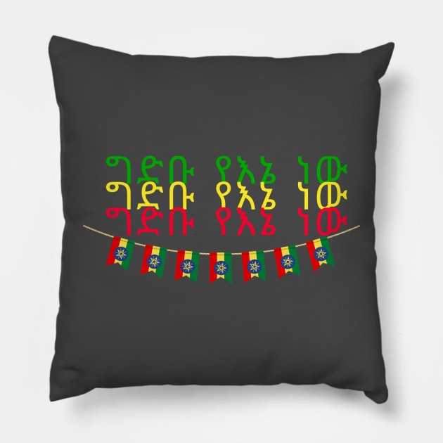 Ethiopia (The Dam Is Mine) Pillow by Amharic Avenue