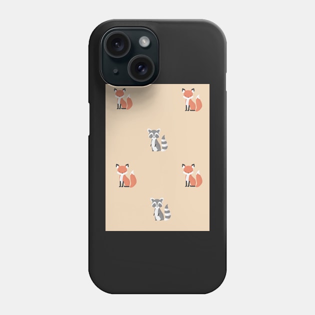 Raccon and fox print pattern Phone Case by LukjanovArt