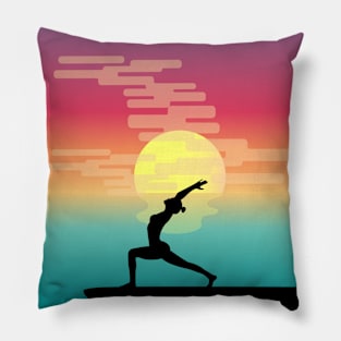 beach sunset yoga Pillow