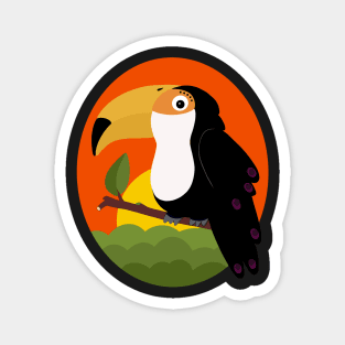 Fun colorful tucan bird sitting in a tree Magnet