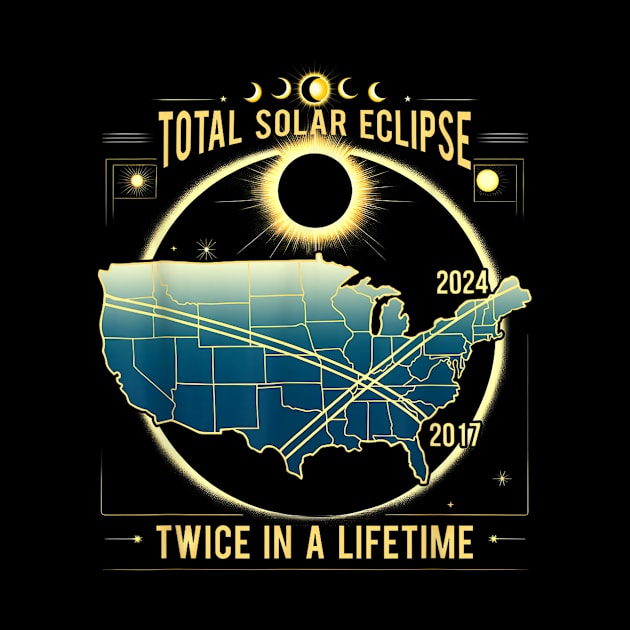 Twice in a Lifetime 2024 Total Solar Eclipse  Tee Gift by Sea Planet With Fish