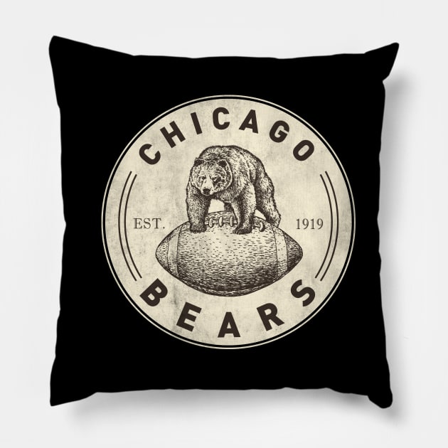 Vintage Chicago Bears 4 by Buck Tee Pillow by Buck Tee