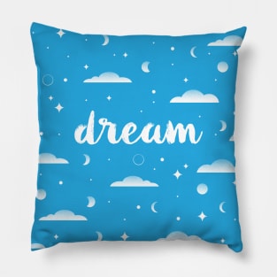 Dream, clouds, moons and stars pattern Pillow