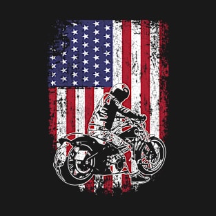 Motorbike American Flag Patriot Graphic USA Patriotic Biker T-Shirt