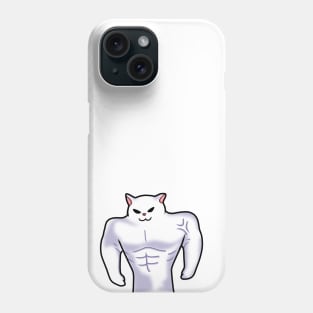 white Cat meme Buff power up Phone Case