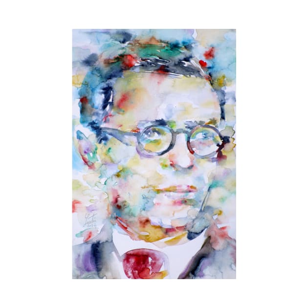 JEAN PAUL SARTRE - watercolor portrait by lautir