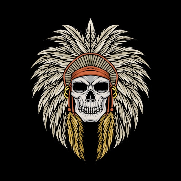 Skull With Headdress Native American Halloween by fromherotozero