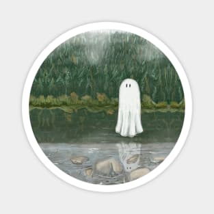 Haunted ghost lake circle Magnet