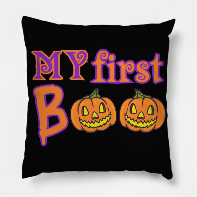 Pumpkin My First Boo Halloween Pillow by Art by Biyan