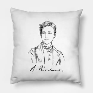 Arthur Rimbaud, French poet, Portrait, Signature Pillow