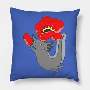 Axolotl with poppy II Pillow