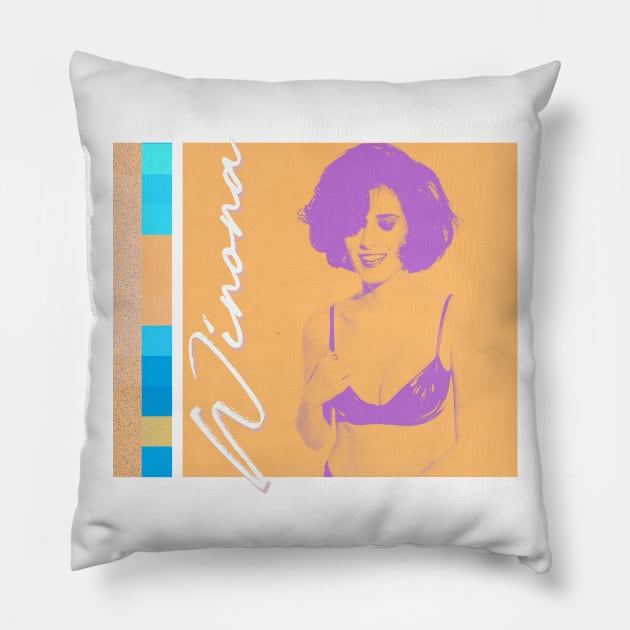 Winona Ryder //// 90s Style Duotone Neon Aesthetic Pillow by unknown_pleasures