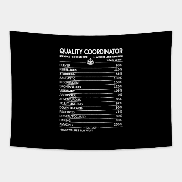 Quality Coordinator T Shirt - Quality Coordinator Factors Daily Gift Item Tee Tapestry by Jolly358