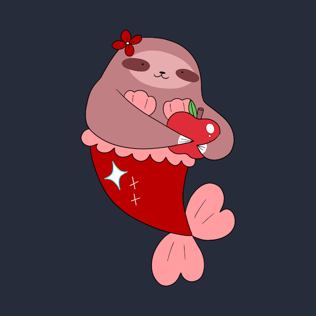 Red Apple Mermaid Sloth by saradaboru