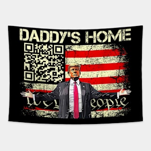 Trump Daddy's Home Funny QR Trump 45 47 Trump Dancing Code Tapestry