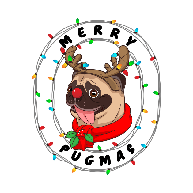 Funny Cute Pug Cool Merry Pugmas Christmas Gift by teeleoshirts