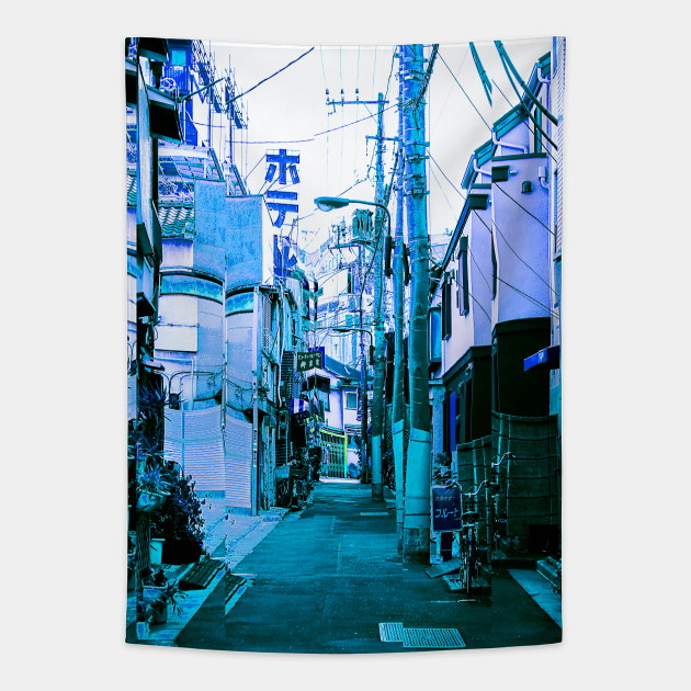 Tokyo Japan Alleyway Vaporwave Glitch Art Japan Tapestry Teepublic