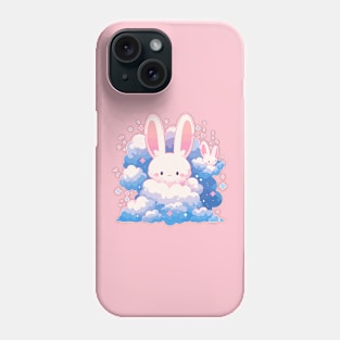 Cute Baby Bunny Rabbits Floating In The Fluffy Clouds Phone Case